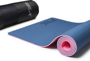Fitness Mantra Premium TPE Dual Color Anti-Slip with Cover Bag| Navy Blue + Pink| 6 mm Yoga Mat