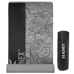 Konex Printed Yoga Mat With Bag (Black-Grey) 6 mm Yoga Mat