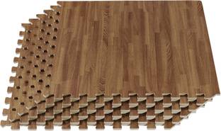 KOBO Imported Wood Grain Puzzle Floor Mat, EVA Foam Interlocking Tiles 12 mm Exercise & Gym Mat