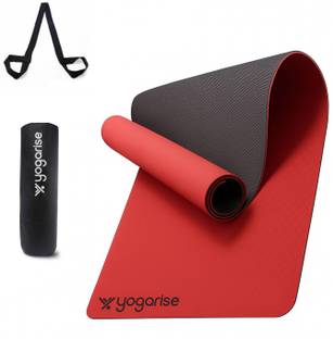 Yogarise Anti-Slip Yoga Mat with Carry Bag & Strap for Women and Men, Premium TPE Mat Red, Black 5.8 mm Yoga Mat