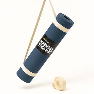 BOLDFIT Yoga Mat for Men Women 4mm Exercise Mat Anti Skid Workout Yoga Matte Carry Strap Blue 4 mm Yoga Mat