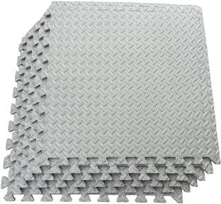 KOBO Puzzle Exercise Mat, EVA Foam Interlocking Tiles, Protective Flooring for Gym and Cushion for Workouts (6 Feet x 4 Feet) Grey 12 mm Exercise & Gym Mat