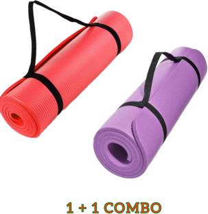 FLYLITE DUAL DELIGHT 2 Pc YOGA MAT COMBO Red, Purple 4 mm Yoga Mat