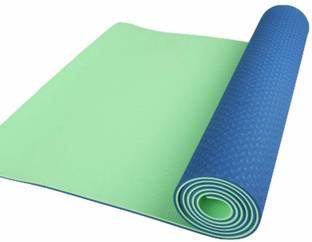IRIS Fitness Non Slip TPE Yoga Mat for Hot Yoga Pilate Gymnastics, Double Sided Green, Blue 6 mm Yoga Mat