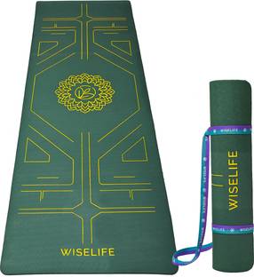 Wiselife TRU Alignment Yoga Mat Green 6mm + Strap Pro-Balance TPE Material Extra Thick Green 6 mm Yoga Mat