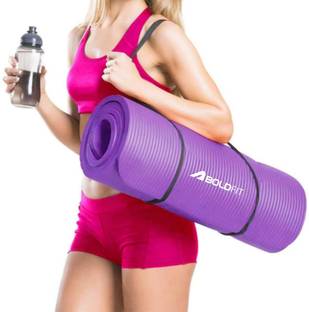 BOLDFIT NBR Yoga Mat For Women & Men-10mm Thick Non Slip Exercise mat For Home-Gym Workout Purple 10 mm Yoga Mat