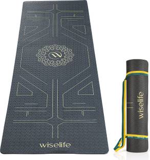 Wiselife TRU Alignment Yoga Mat + Strap Pro-Balance TPE Material Extra Thick Extra Long- Grey 6 mm Yoga Mat