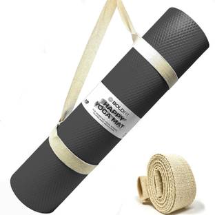 BOLDFIT Yoga Mat For Men Women & Kids Eva Exercise Mat For Gym With Cover Strap Mattress Black 4 mm mm Yoga Mat
