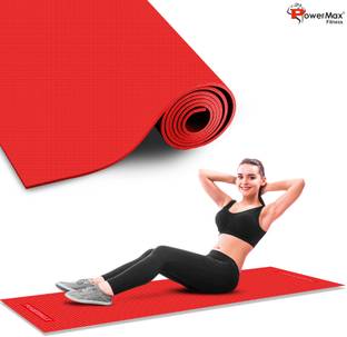 Powermax Fitness YE4-1.2-RD Thick Premium Exercise Red Colour 4 mm Yoga Mat