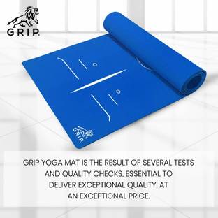 Grip 36 Inches x 78 Inches, Standard Series Blue Color, Lotus Alignment Design 12 mm Yoga Mat