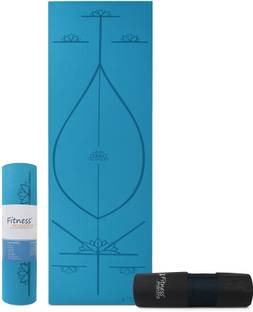 Fitness Mantra Premium TPE Body Alignment Lines Yoga Mat with Cover Bag| Teal| 6 mm Yoga Mat