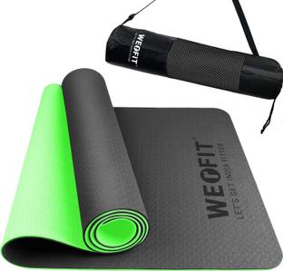 WErFIT TPE Yoga & Gym Mat with Carry Bag For Men & Women, Dual Sided & 2.5 Feet Wide Grey, Green 6 mm Yoga Mat
