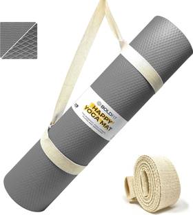 BOLDFIT Yoga Mat For Men Women & Kids Eva Exercise Mat For Gym With Cover Strap Mattress Grey 6 mm Yoga Mat