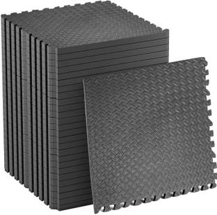 नस्मोडो gym mat for floor puzzle floor mat for exercise interlocking floor mat (9pcs) काला 25 mm व्यायाम और जिम मैट