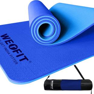 WErFIT TPE Yoga Mat with Carry Bag (2.5 x 6 FT, 10MM) for Home Gym Workout & Exercise Blue 10 mm Yoga Mat