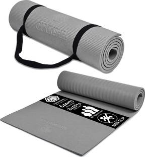 Quick Shel Anti-Skid Waterproof Lightweight for women men Carry Strap (2 x 6FT) Grey 6 mm Yoga Mat