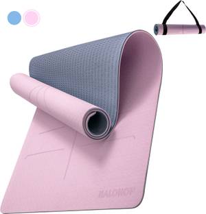 Halohop (183cm*61cm*0.6cm) Anti Slip TPE Material with Guide Align and Carry Strap Pink 60 mm Yoga Mat