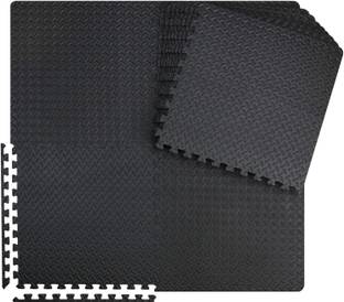 SIGNATRON Exercise & Yoga Mat, EVA/Rubber Foam Interlocking Tiles (6 Pc) Black 10 mm Gym Mat Black 10MM mm Exercise & Gym Mat