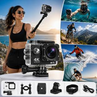 FENO HELMET CAMERA 4K Waterproof Action Camera for Motorcycle, Bike Helmet & Outdoor Recording Sports ...