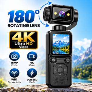 zenoi HANDHELD 4K Compact moto Vlogging 4K Camera – 180° Rotatable Lens, and Dual LED Flashlight Sport...