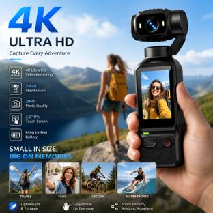 MOII 4K MINI Pocket Vlogging Camera 180° Rotating Lens with 90° Tilt & Built-in Display Sports and Act...