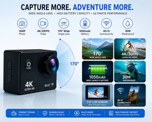 AVOITECH GOPRO CAMERA 4K Ultra HD Waterproof Camera 16MP Wide Angle Action Camera AND bike Sports and ...