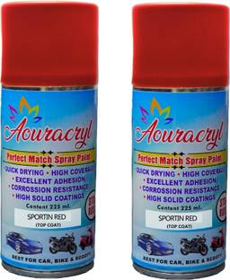 AOURACRYL PU Spray Paint Sportin red(RC Colour)Compatible for Car 225ml(Pack of 2), Red Spray Paint 450 ml