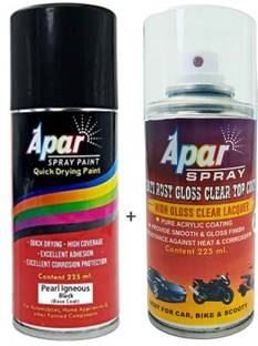 apar Spray Paint Pearl Igneous Black (RC Colour Name)+GC, Compatible for Honda Bike, Black Spray Paint 225 ml