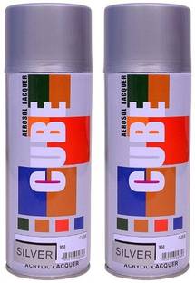 AMIT MART Cube Aerosol Multi Purpose Silver Spray Paint 800 ml
