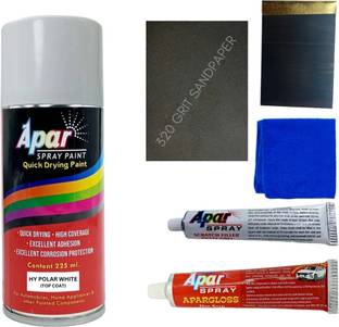 apar Spray Paint Polar White-225ml+ Putty set. and Polish set for hy. car, Multicolor Spray Paint 225 ml