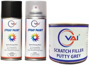 VAI Spray Paint Can Compatible for Maruti Suzuki New Silky Silver and Gloss Clear Silver Spray Paint 450 ml