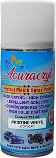 AOURACRYL Spray Paint Pristine White (RC Colour), for Tat car-225ml (Pack of 1), White Spray Paint 225 ml