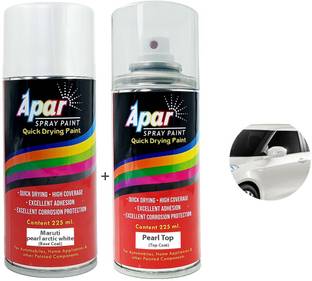 apar Spray Paint Arctic White(RC Colour Name)+PC for Maruti Cars-225ml(Pack of2) Arctic White Spray Paint 450 ml