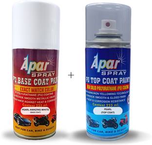apar PU 2K Spray Paint Pearl Amazing White+PU PC For Honda Activa-225 ml, White Spray Paint 450 ml