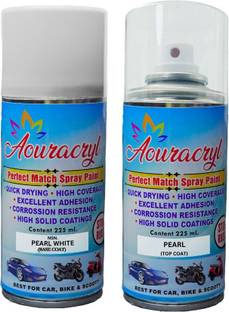 AOURACRYL Spray Paint Pearl White (RC Colour)+PC Compatible for NSN. car-225ml(Pack of2) White Spray Paint 225 ml