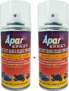 apar Spray Paint Can Antirust GLOSS CLEAR LACQUER-225 ml (Pack of 2-pcs), For Bike, Cars, Furnitures, art and craft Paint work Clear Spray Paint 225 ml