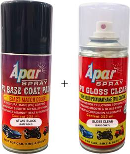 apar Spray Paint Atlas Black (RC Colour Name)+GC Compatible for Tata Nexon-225ml, Black Spray Paint 450 ml