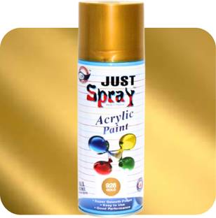 Just Spray Metallic Gold Acrylic Spray Paint Gloss Finish Multipurpose Spray Paint DIY, Quick Drying Good finish for Metal, Wood, and Walls Spray Paint 400 ml