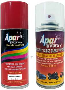 apar Spray Paint Sunburst Orange (RC Colour Name)+GC for Tata Cars-225ml (Pack of 2), Orange Spray Paint 450 ml