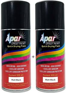 apar Spray Paint Can MATT BLACK -225 ml (Pack of 2), for Black Spray Paint 450 ml