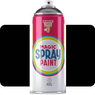 Magic Paints Metallic Spray Paint Fast-Drying, Multi-Surface Aerosol for Smooth Finish Used For Car,Bike,Plastic,Wood,Metal MATTE BLACK Spray Paint 400 ml