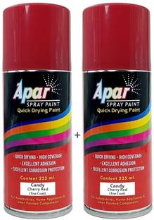 apar Spray Paint CANDY CHERRY/APPLE RED-225 ML(Pack of 2), For Bicycle, Bike, Cars- Red Spray Paint 450 ml