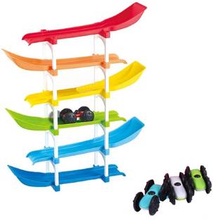 Muren Ramp Racer Rolling Flipping & Sliding Wooden Cars Track Toy