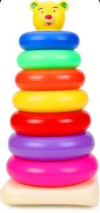 PP SONS Plastic Teddy Rings, Multicolour , Jumbo stack up educational Ring tower Construction toys