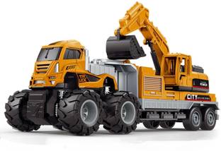 ivee international Durable Alloy Construction Bulldozer Toy | Friction-Powered 1:43 Scale Truck