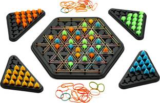 EBBSTONE Chain Triggle Elastic Band Game,Family Fun Chess Set, Chain Board Chess