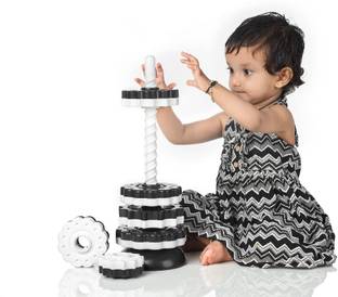 calyxia New Montessori Sensory Learning Toy for Girls and Boys Spin Toys (black & white)