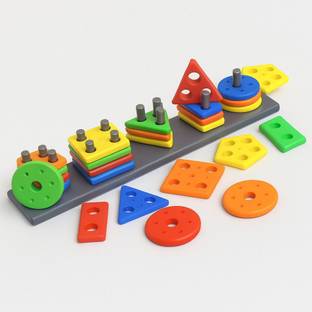 Meetul Enterprise Geometry Shape & Color Sorter Puzzle Board Preschool Educational toys for kids