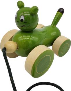 Krafts & Kreations Channapatna wooden Cat pulling toy