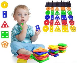CountryLink Stacker Shape Sorter Blocks, Educational Intelligence Learning Puzzle Toy (1pcs)